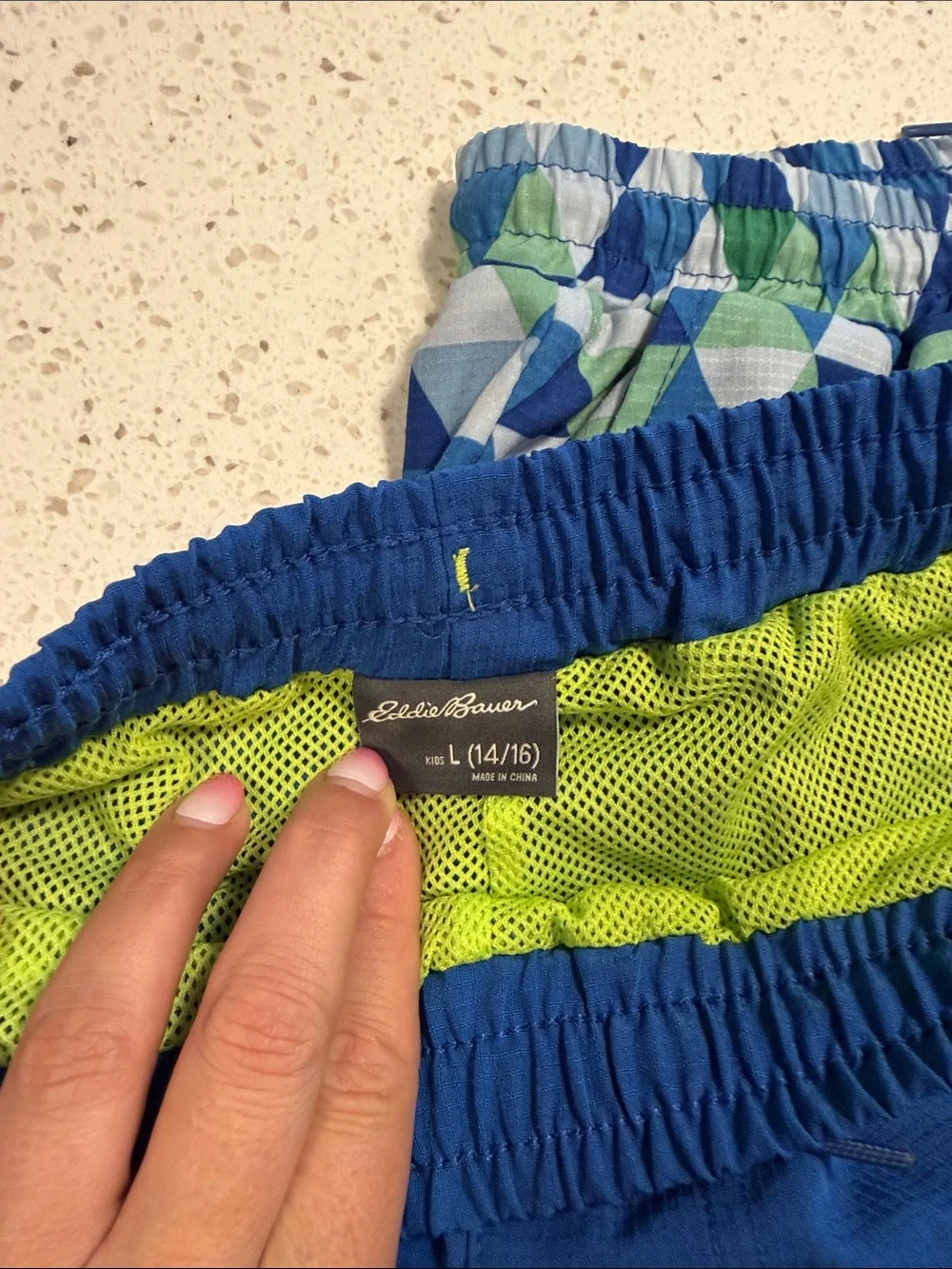 Boys Blue Geometric & Camo Swim Shorts - Pack of 3